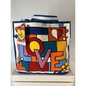BRIGHTON NWT MULTI COLOR POWER OF LOVE CANVAS TOTE BAG